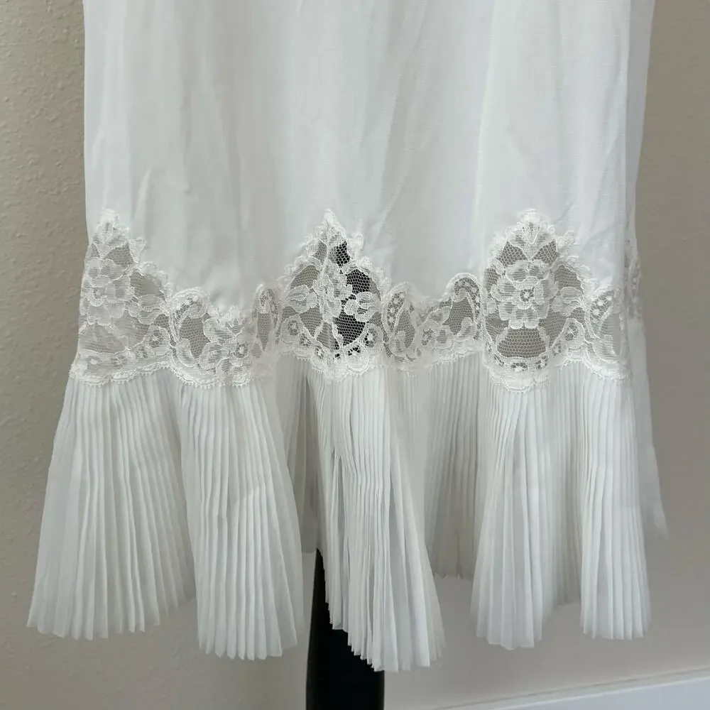 Vintage Vanity fair slip dress babydoll lace top 80s 90s  pleated hem 34 tall - Picture 14 of 16